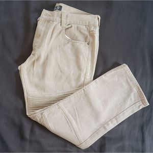 New York Premium Label Ribbed-Knee Jeans, Tan, Mns Sz 36/32